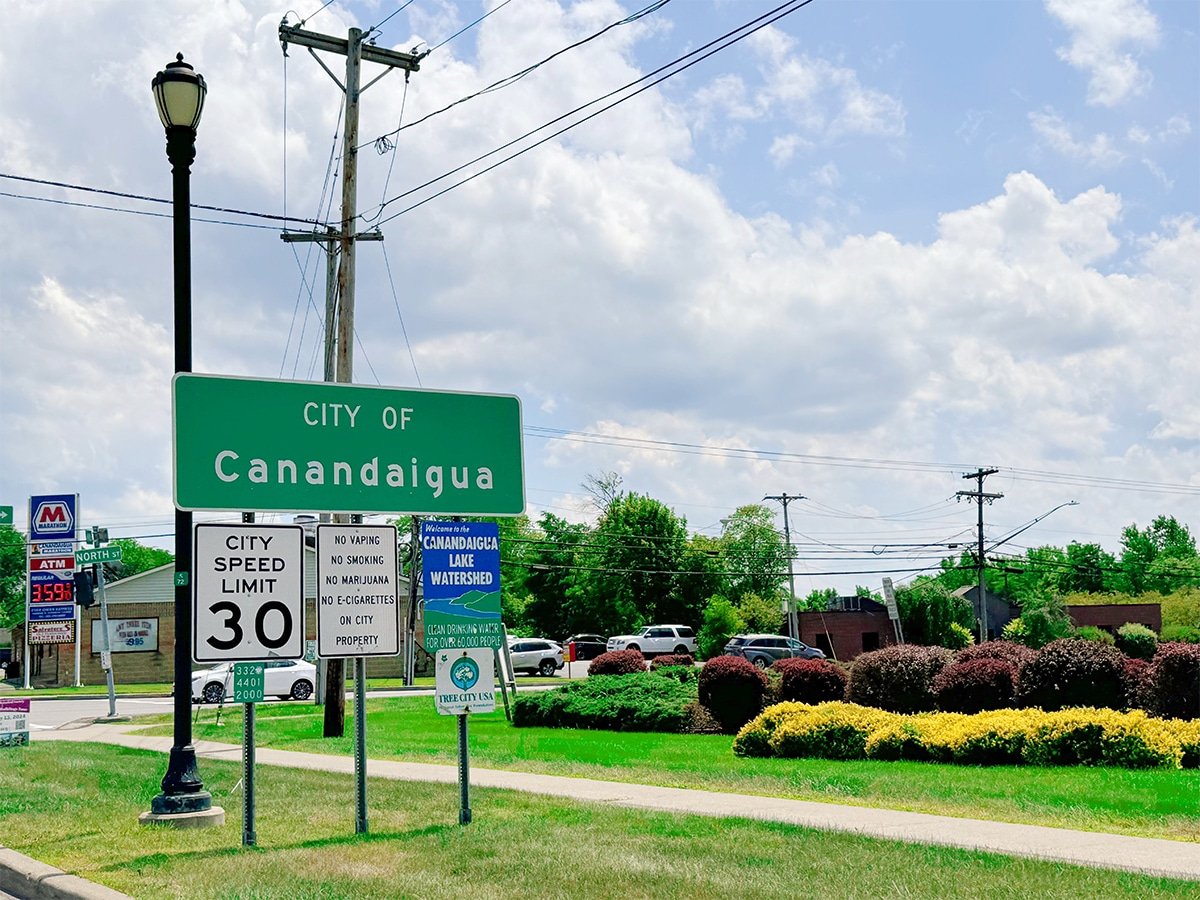 Driving into Canandaigua, NY.