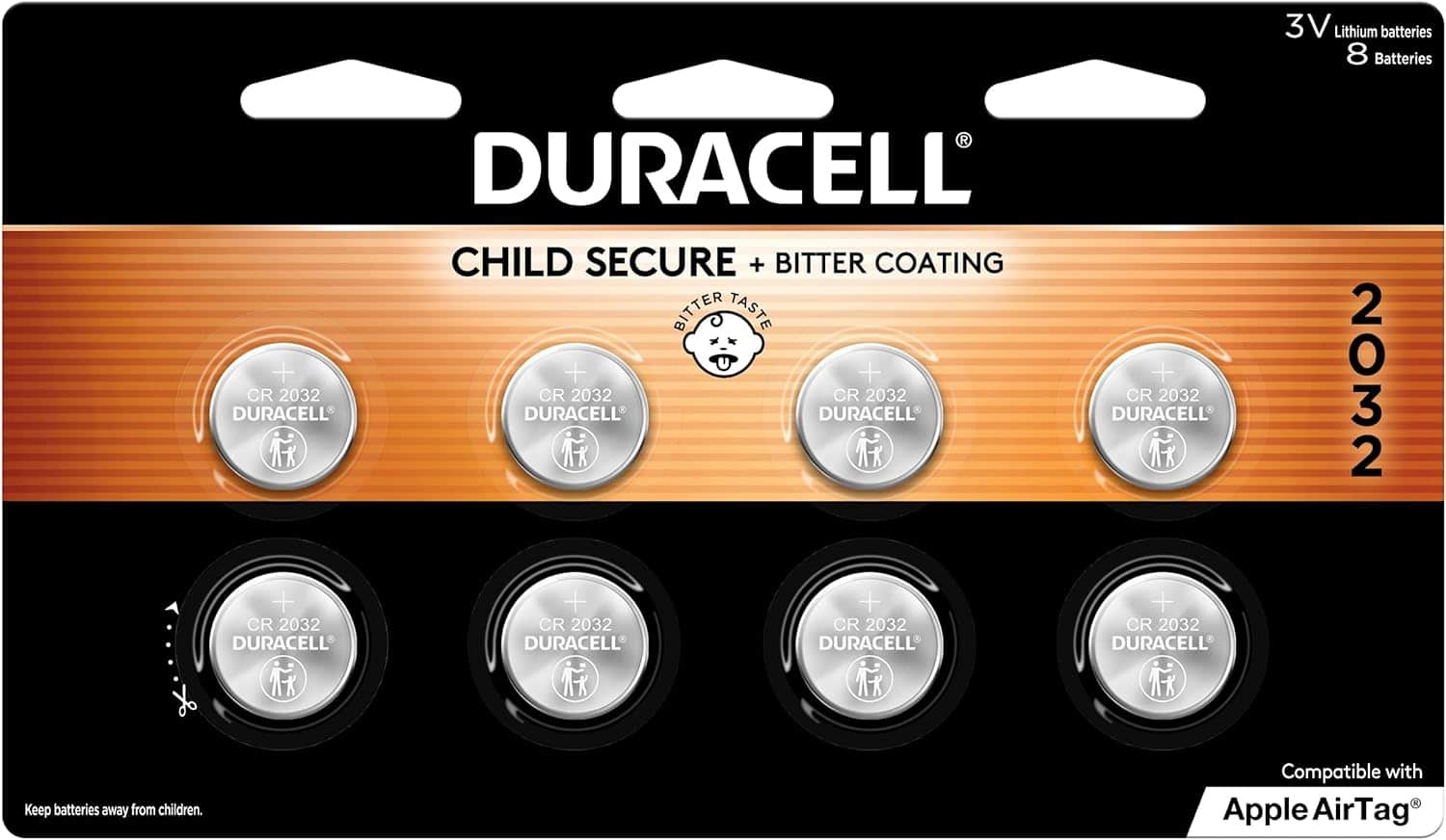 Duracell CR2032 lithium coin batteries.